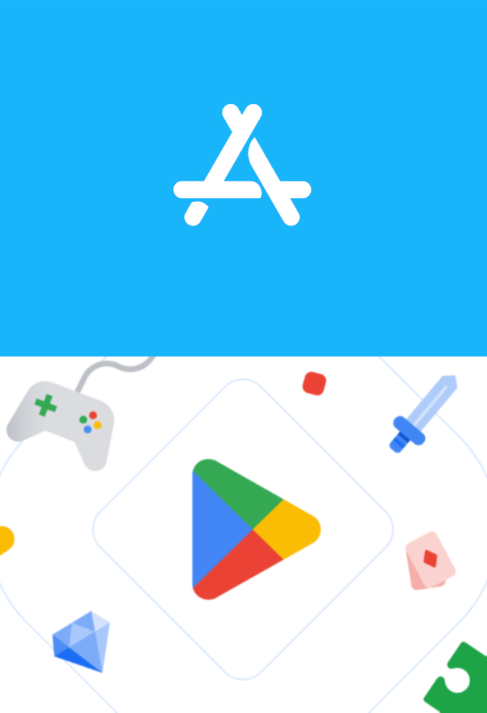 Logos Appstore y Playstore